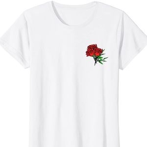 Short sleeve shirt with rose design
